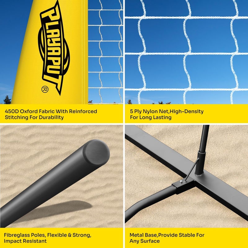 PLAYAPUT 12FT Freestanding Volleyball Net,Height Adjustable Volleyball Training Net For Hitting,Serving,Setting Practice,Protable Volleyball Nets With Volleyball,Carrybag,Perfect For Indoor Or Outdoor - Image 4